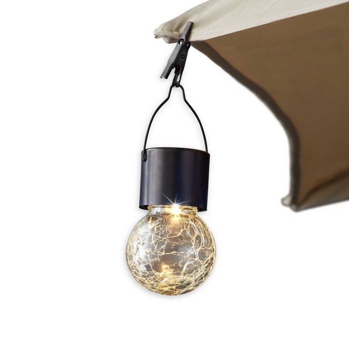 Outdoor Crackled Glass Solar Led Umbrella Clip In Gunmetal Bed Bath Beyond