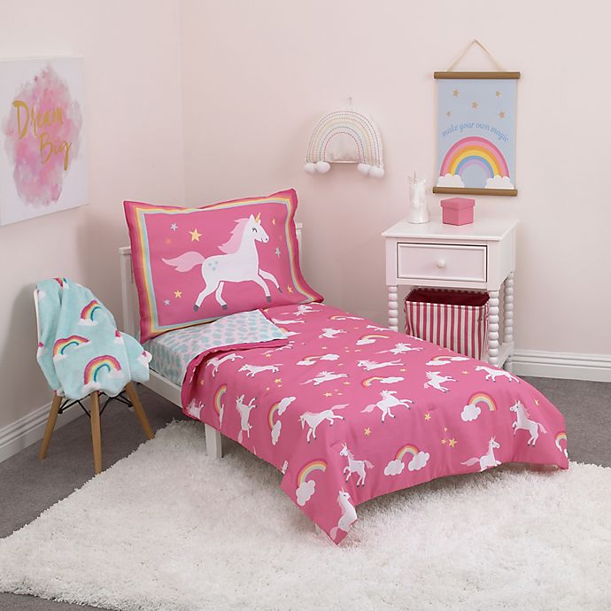 carter's® Rainbows and Unicorns 4-Piece Toddler Bedding Set in Pink