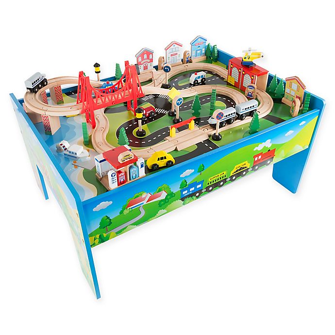 Hey! Play! Wooden Train Set Table