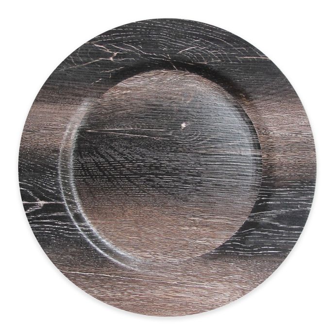 Gray Faux Wood Plastic Charger Plates Set Of 6 13 Inch 