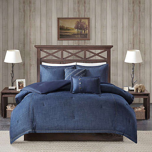 Woolrich Perry Denim Comforter Set, Oversized Comforters For California King Bed