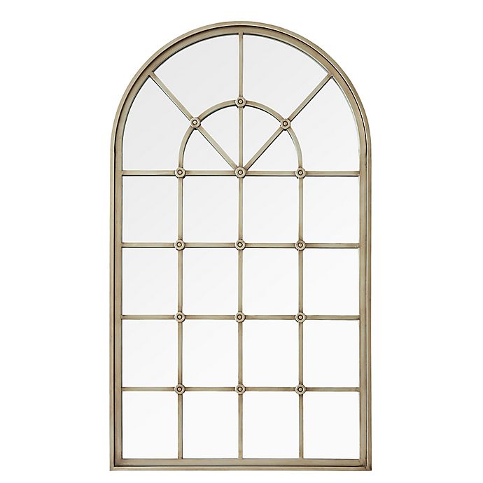 Forest Gate 50-Inch Arched Window Wall Mirror in Antique Pewter
