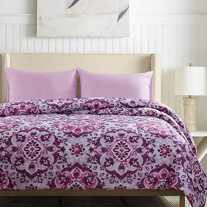 Santiago 3-Piece Reversible Floral Twin/Twin XL Comforter Set in Berry