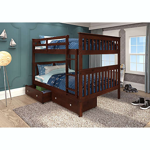 Full Bunk Bed With Drawer Storage, Versaloft Mission Twin Over Full Bunk Bed
