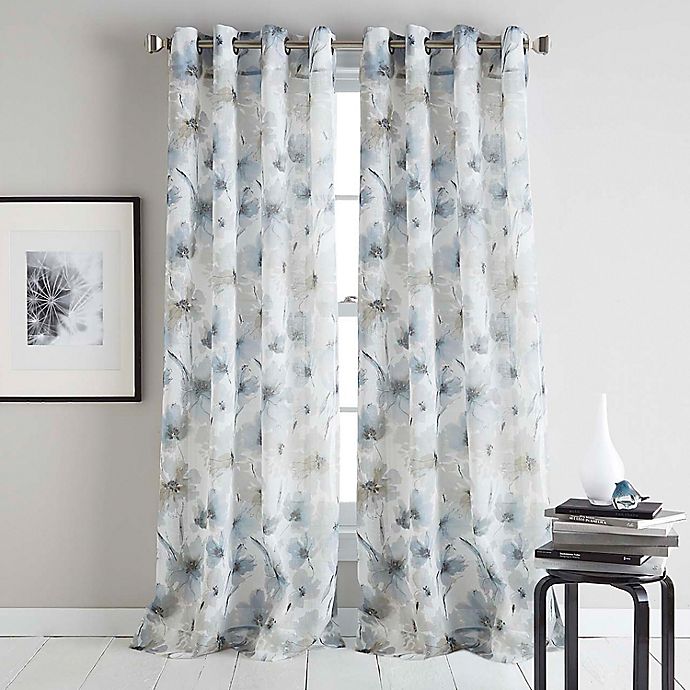 DKNY Modern Bloom 84-Inch Grommet Sheer Window Curtain Panel in Linen (Single)