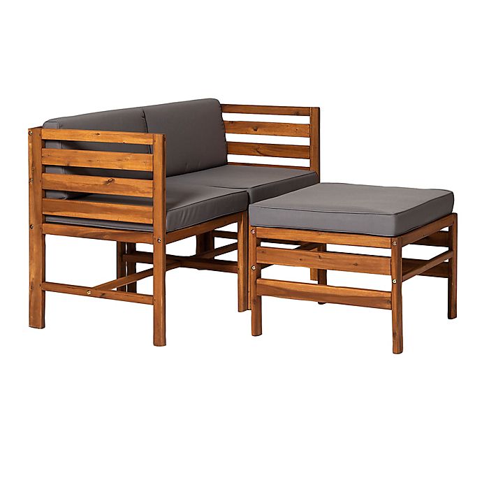 Forest Gate™ 3-Piece Acacia Wood Patio Chair and Ottoman Set with Cushions