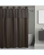 Cortina de baño de poliéster Hookless® con diseño tipo rejilla, 1.8 x 1.87 m color gris oscuro