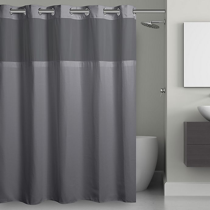 Hookless® Waffle 71-Inch x 74-Inch Fabric Shower Curtain in Frost Grey