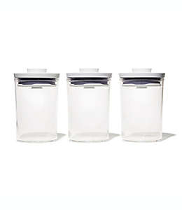 Mini contenedores de alimentos de plástico OXO Good Grips® redondos con tapa, 3 piezas