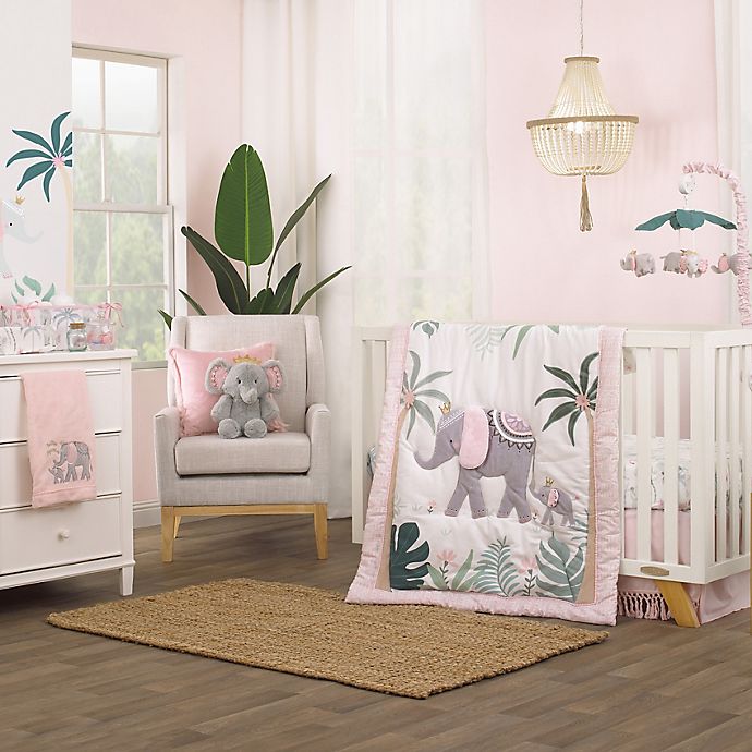 NoJo® Tropical Princess 4-Piece Crib Bedding Set in Pink/White