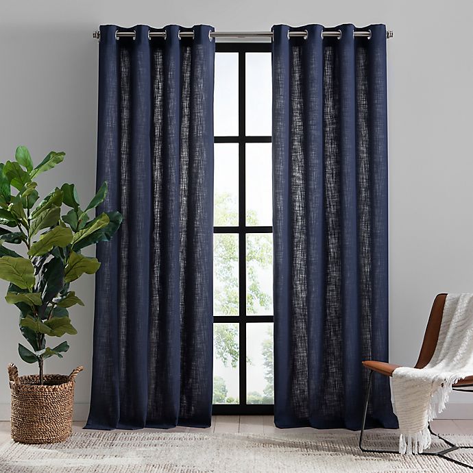 Mercantile Hawthorne 84-Inch Grommet Light Filtering Lined Curtain Panel in Navy (Single)