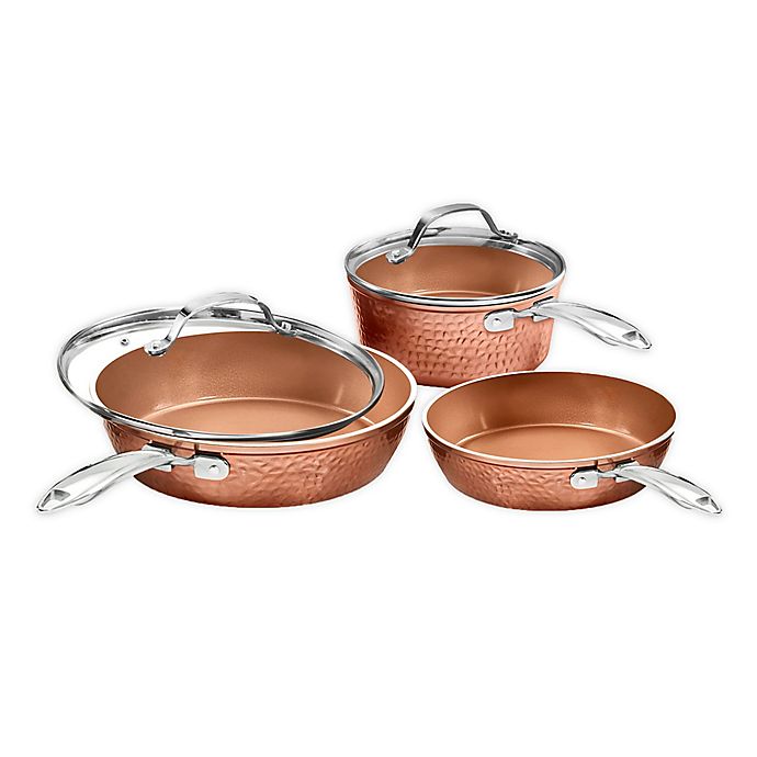 Gotham Steel Hammered Copper 10" Nonstick Fry Pan With Lid Induction Plate for sale online 