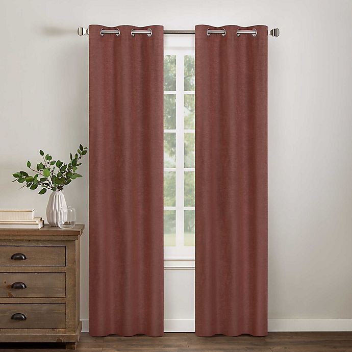 Wamsutta® Collective Asher Chambray 84-Inch Blackout Curtain Panel in Brick (Single)