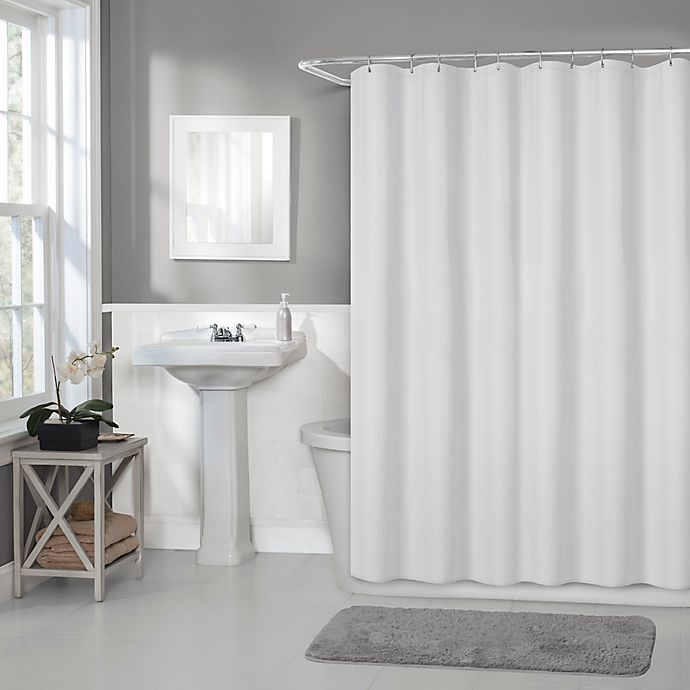Fabric Shower Curtain Liner Solid White w/ Magnets Machine Washable for Bathroom 