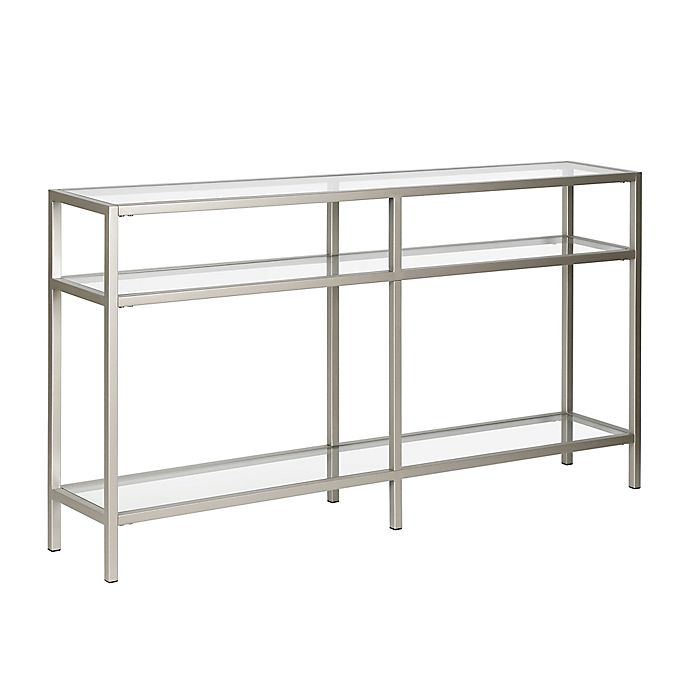 Hudson&Canal® Sivil Console Table in Satin Nickel finish