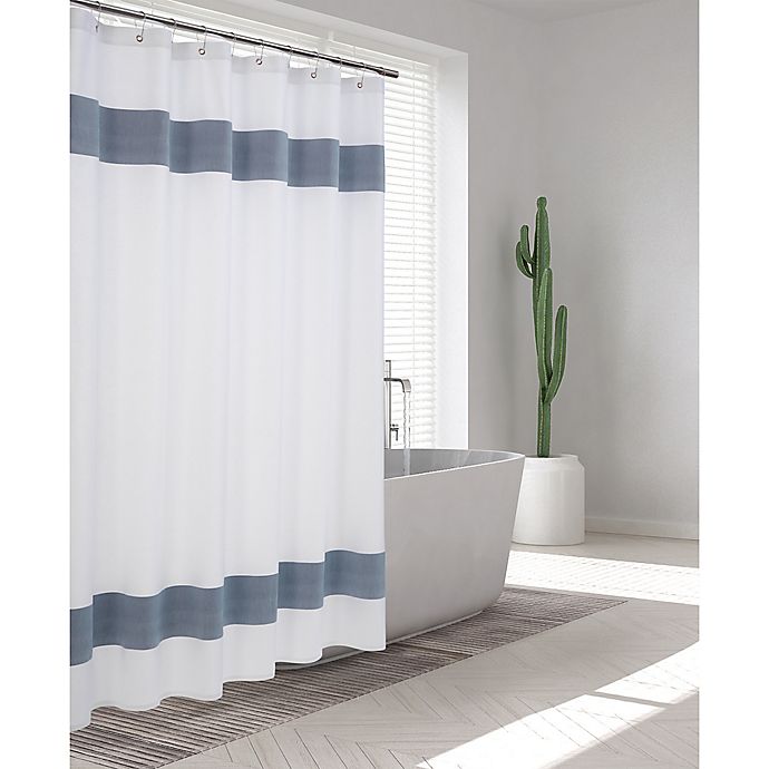 Enchante Home® 72-Inch x 72-Inch Unique Striped Shower Curtain in Blue/White