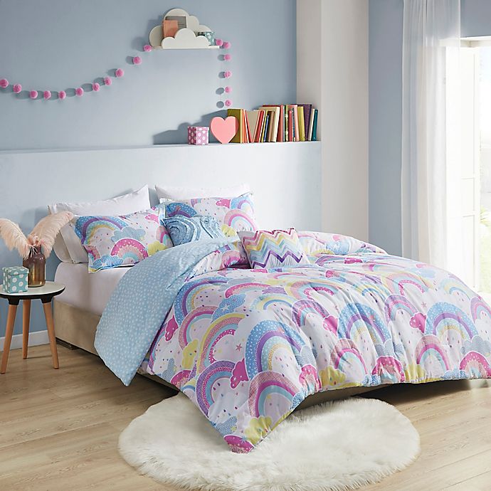 Urban Habitat Kids Emily Printed Rainbow Cotton Reversible 5-Piece Full/Queen Comforter Set in Multi