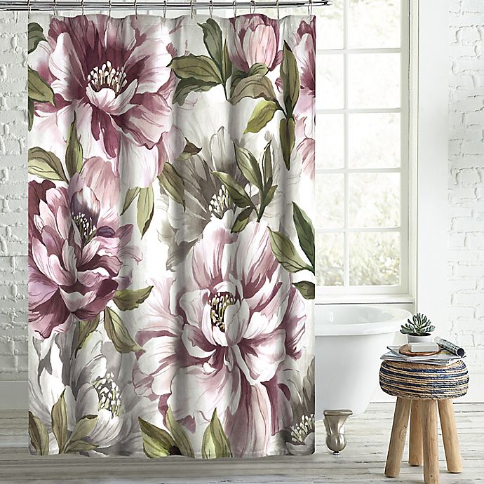 Peony 72 Inch X Shower Curtain, Shower Curtain Purple And Green