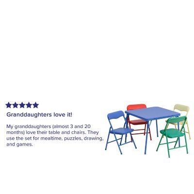 flash furniture kids colorful 5 piece folding table and chair set