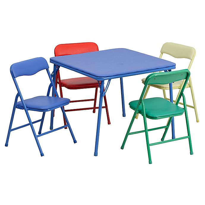 Flash Furniture Kids Colorful 5-Piece Folding Table and Chair Set ...