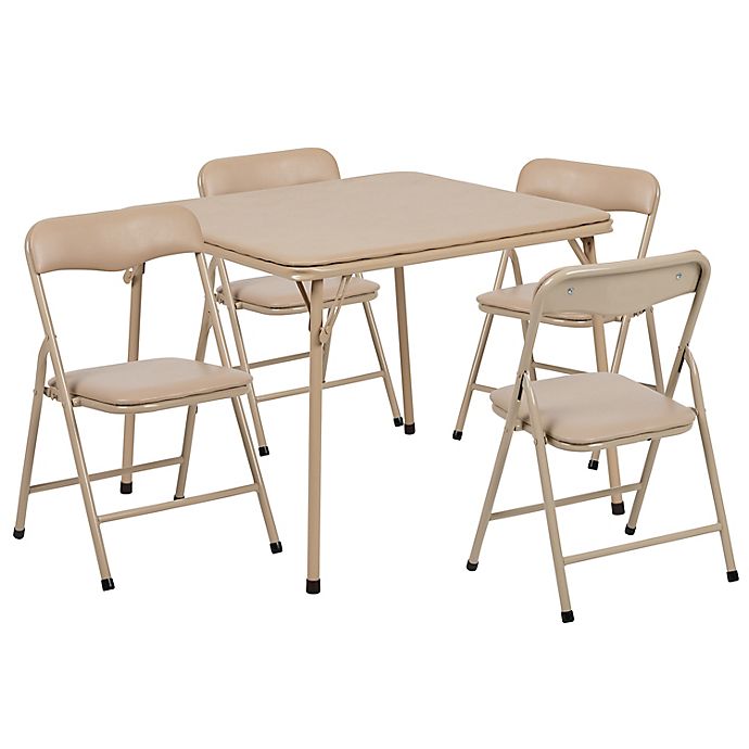 Flash Furniture 5-Piece Kids Folding Table and Chair Set in Tan