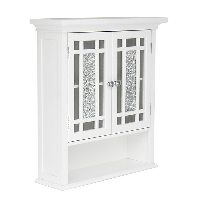 Teamson Home Windsor Removable Wooden Wall Cabinet With Glass Mosaic Doors In White Bed Bath Beyond - White Bathroom Wall Cabinet With Glass Doors