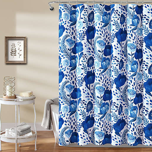 72 Inch Poppy Garden Shower Curtain, Navy Blue Shower Curtain Canada
