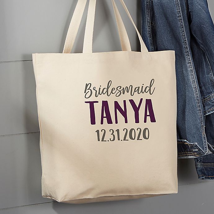 Bridesmaid On The Go 20-Inch x 15-Inch Canvas Tote Bag in Tan