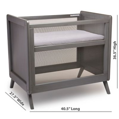 mini crib grey