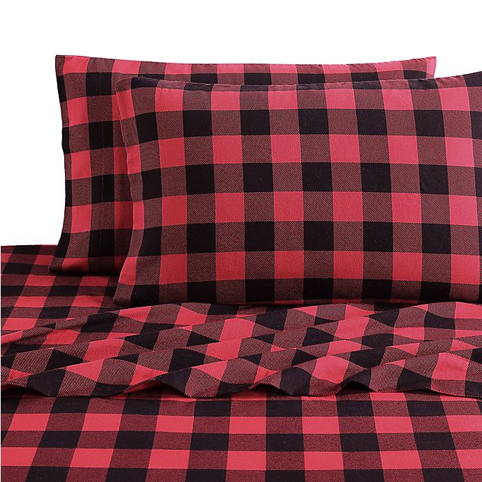 Bee & Willow™ Buffalo Plaid Flannel Full Sheet Set in Red/Black