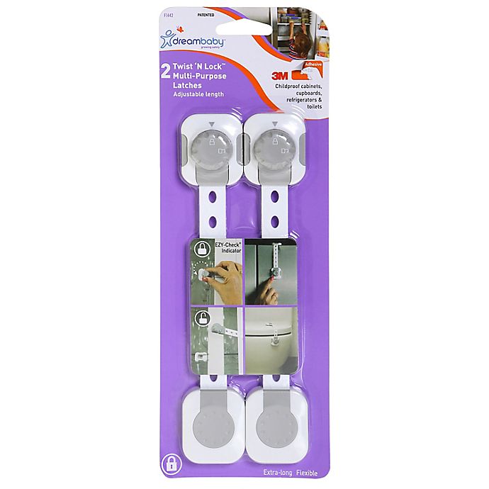 Dreambaby® 2-Pack Twist N' Lock™ Multi-Purpose Latches in White/Grey