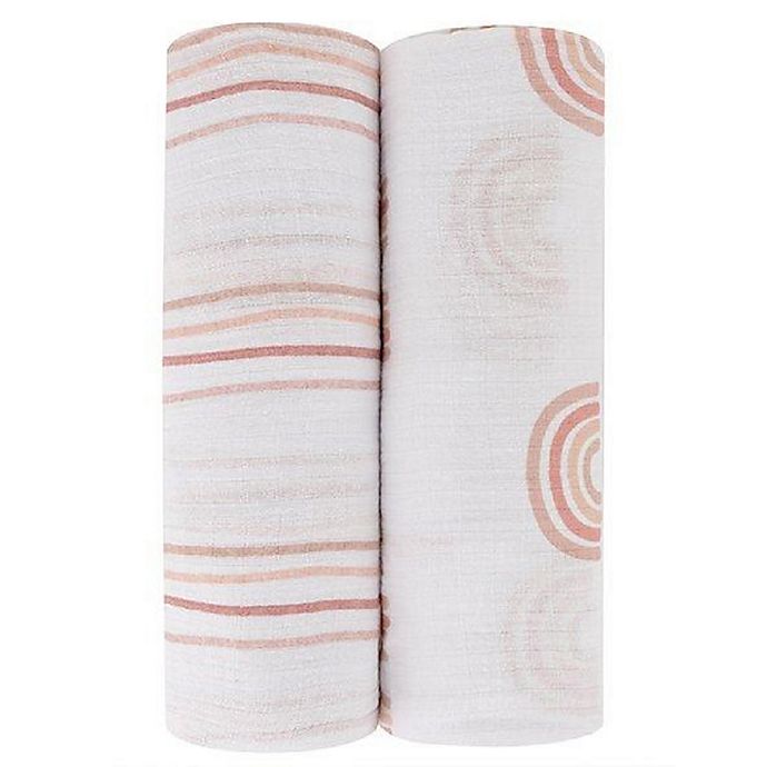 Ely's & Co. 2-Pack Rainbow Cotton Muslin Swaddle Blankets