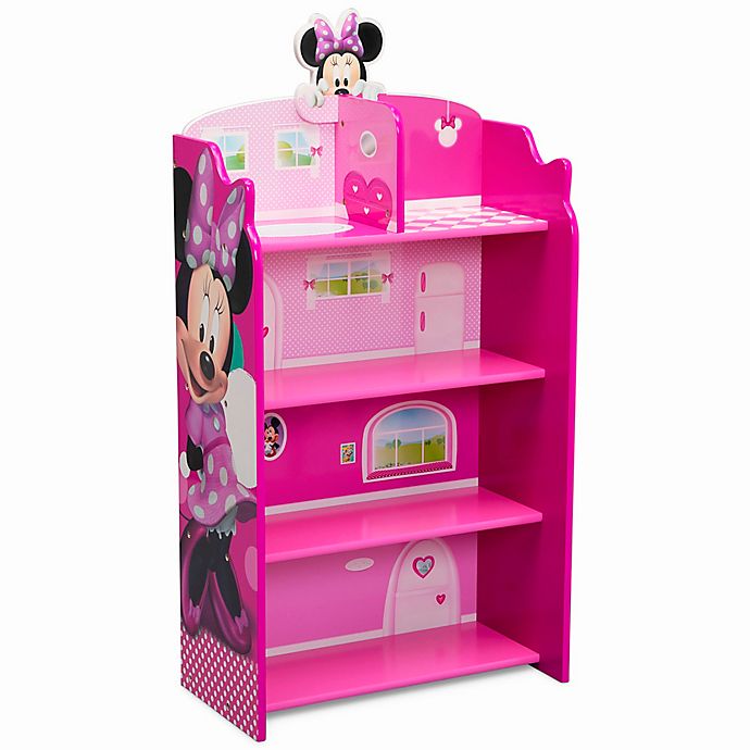 Delta Children® Disney® Minnie Mouse Wooden Playhouse 4-Shelf Bookcase in Pink