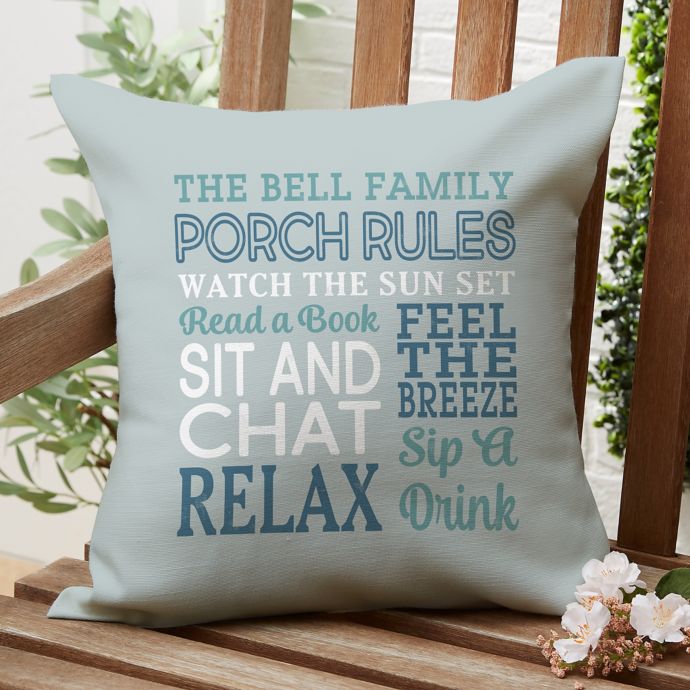 Porch Rules Square Outdoor Throw Pillow Bed Bath & Beyond