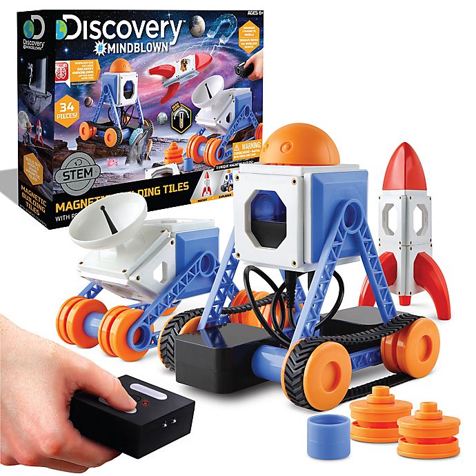 Discovery #Mindblown 34-Piece Magnetic Tiles Building Set with Remote Control