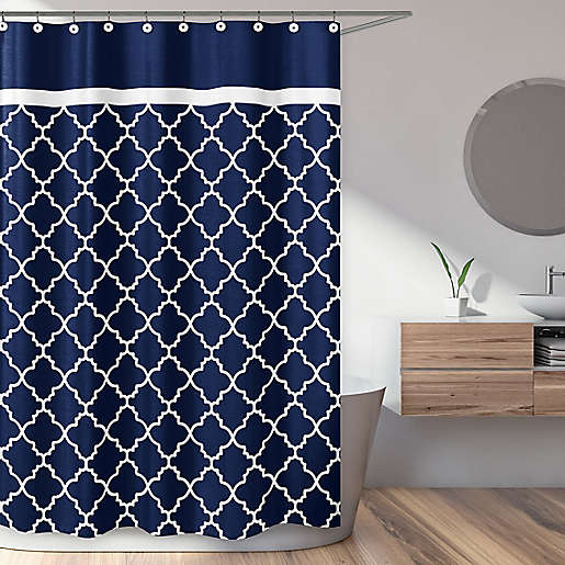 White Trellis Shower Curtain, Primary Color Shower Curtain