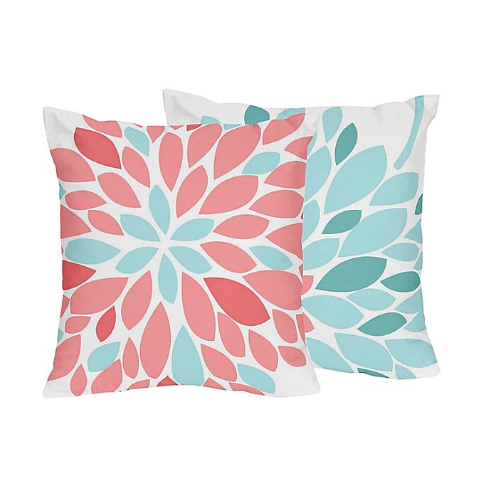 Sweet Jojo Designs® Emma Throw Pillows in White/ Turquoise (Set of 2)