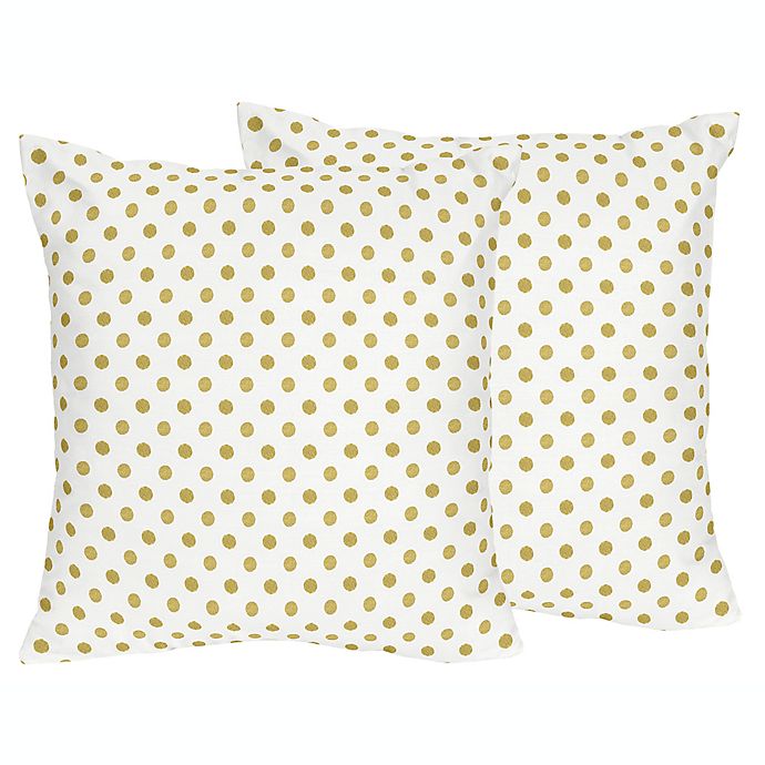 Sweet Jojo Designs Amelia Metallic Gold Polka Dot  Throw Pillows (Set of 2)