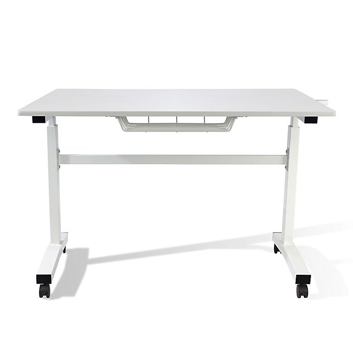 Atlantic Height Adjustable Desk with Casters in White