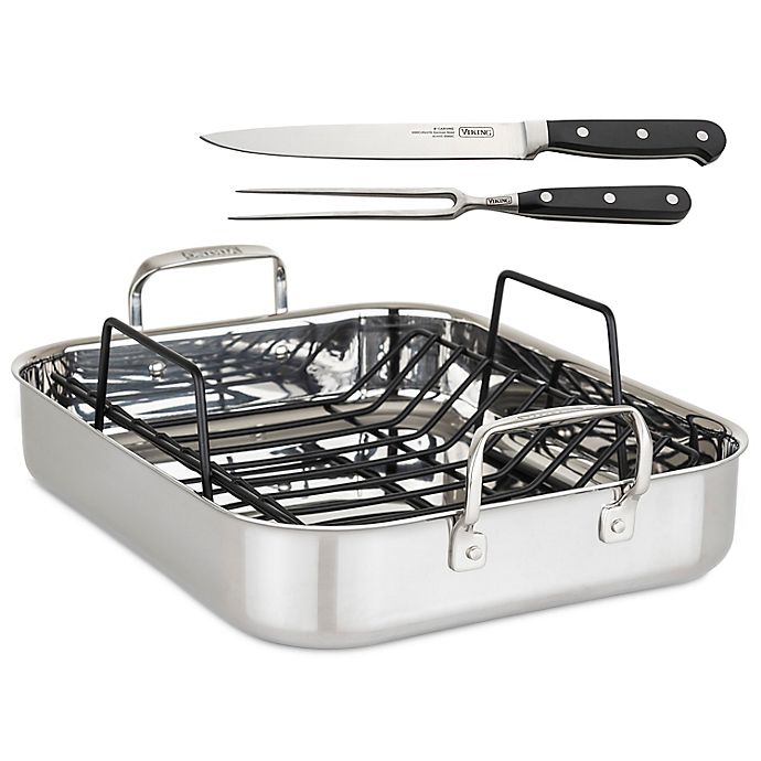 Viking® 3-Ply Roasting Pan with Rack and 2-Piece Carving Set
