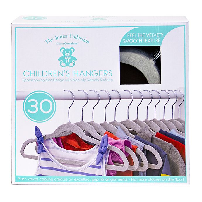 Closet Complete Kids Velvety Hangers Set Of 15 Grey And Blue