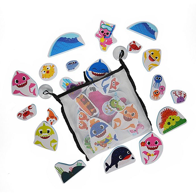 Shark Family Pinkfong Bath Sticker Restickable Waterproof Soft Eva 23p+Net  Baby 