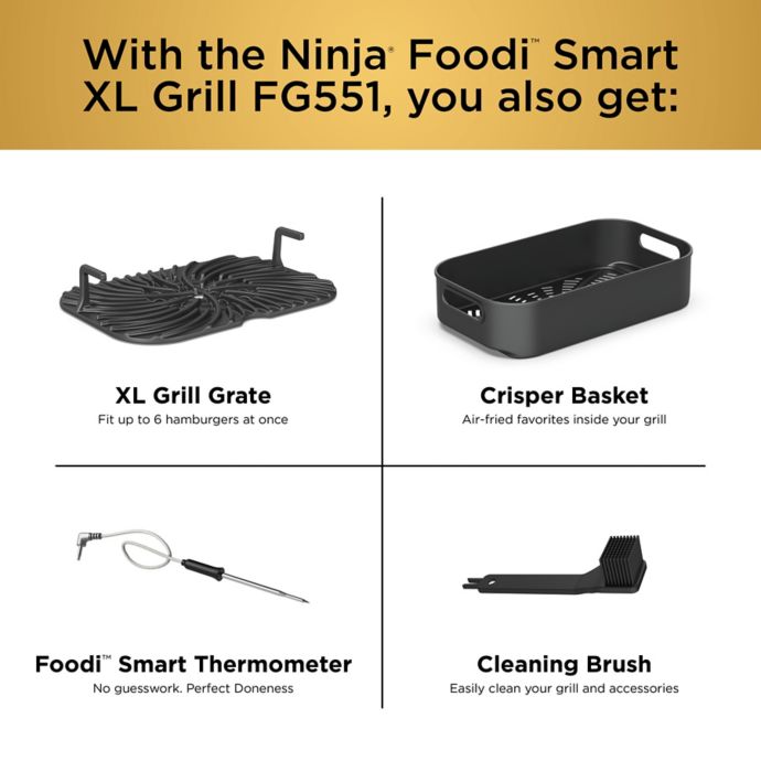 Ninja® Foodi™ Smart XL 6-in-1 Indoor Grill with 4-qt Air Fryer, Roast, Bake, Broil, Dehydrate