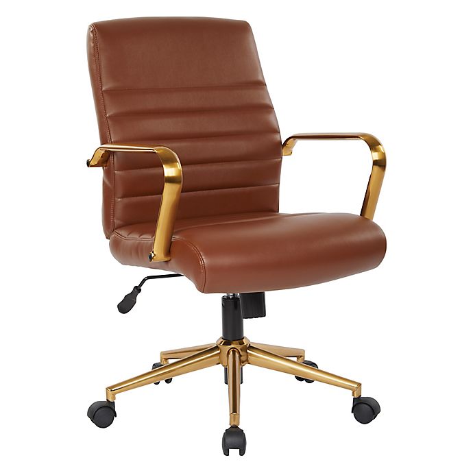 OSP Home Furnishings Baldwin Mid-Back Faux Leather Office Chair with Arms