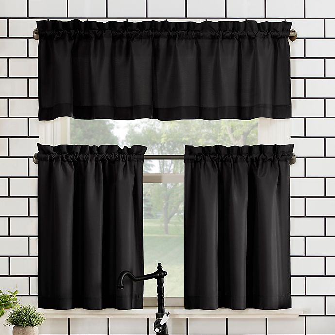 No.918® Martine 24-Inch Window Curtain Tier Pair and Valance in Black