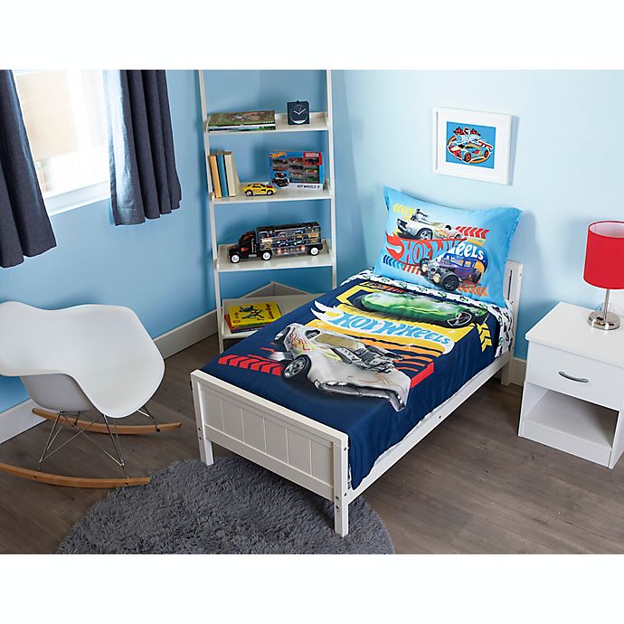 Hot Wheels® 4-Piece Toddler Bedding Set in Blue