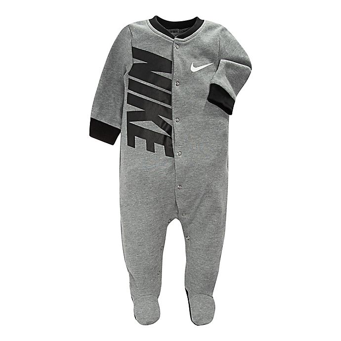 Nike® Futura Swoosh Footed Coverall in Grey/Black