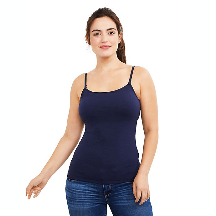 A Pea in the Pod Small Luxe Clip Down Nursing Cami in Navy