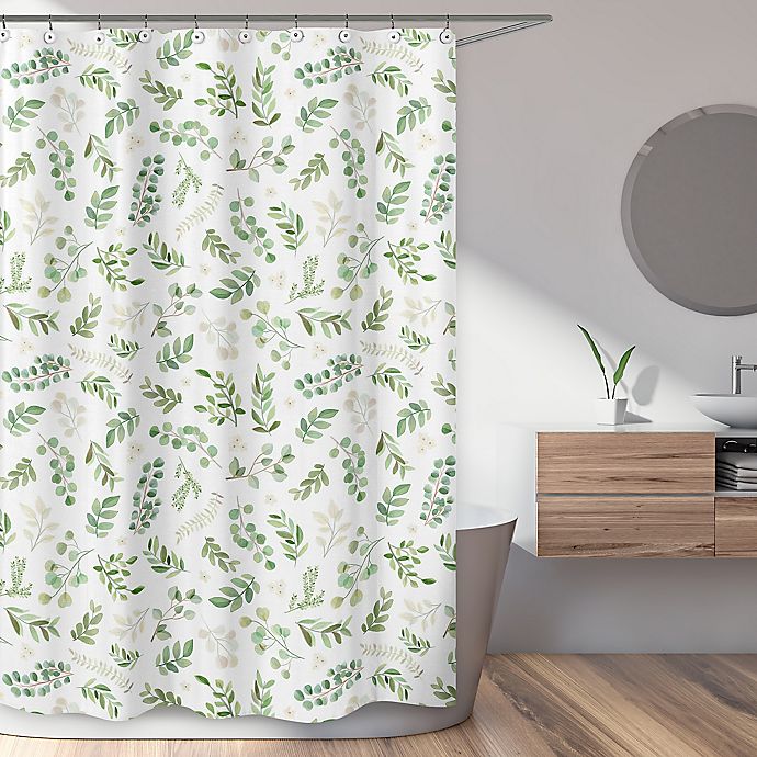 Green White Botanical Floral Leaf Window Treatment Panels Curtains by Sweet Jojo 