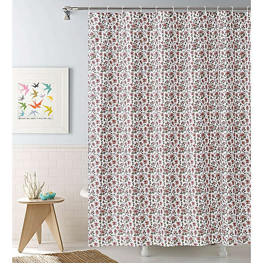 Garden Rose Shower Curtain And Hook Set, Pink Rose Shower Curtain Hooks